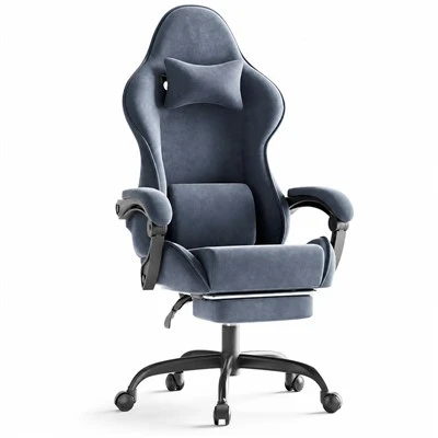 Sedia da gaming Morandi in tessuto di velluto grigio